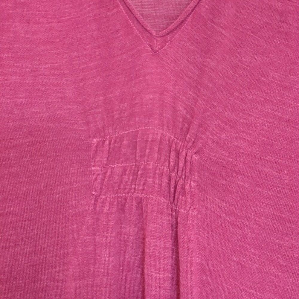 Athleta Fuscia linen blend long sleeve tunic Tulip Sleeves  LG - Picture 4 of 9